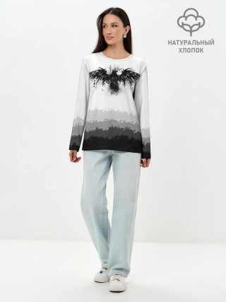 Лонгслив женский. Хлопок / ЧЁРНЫЙ ВОРОН