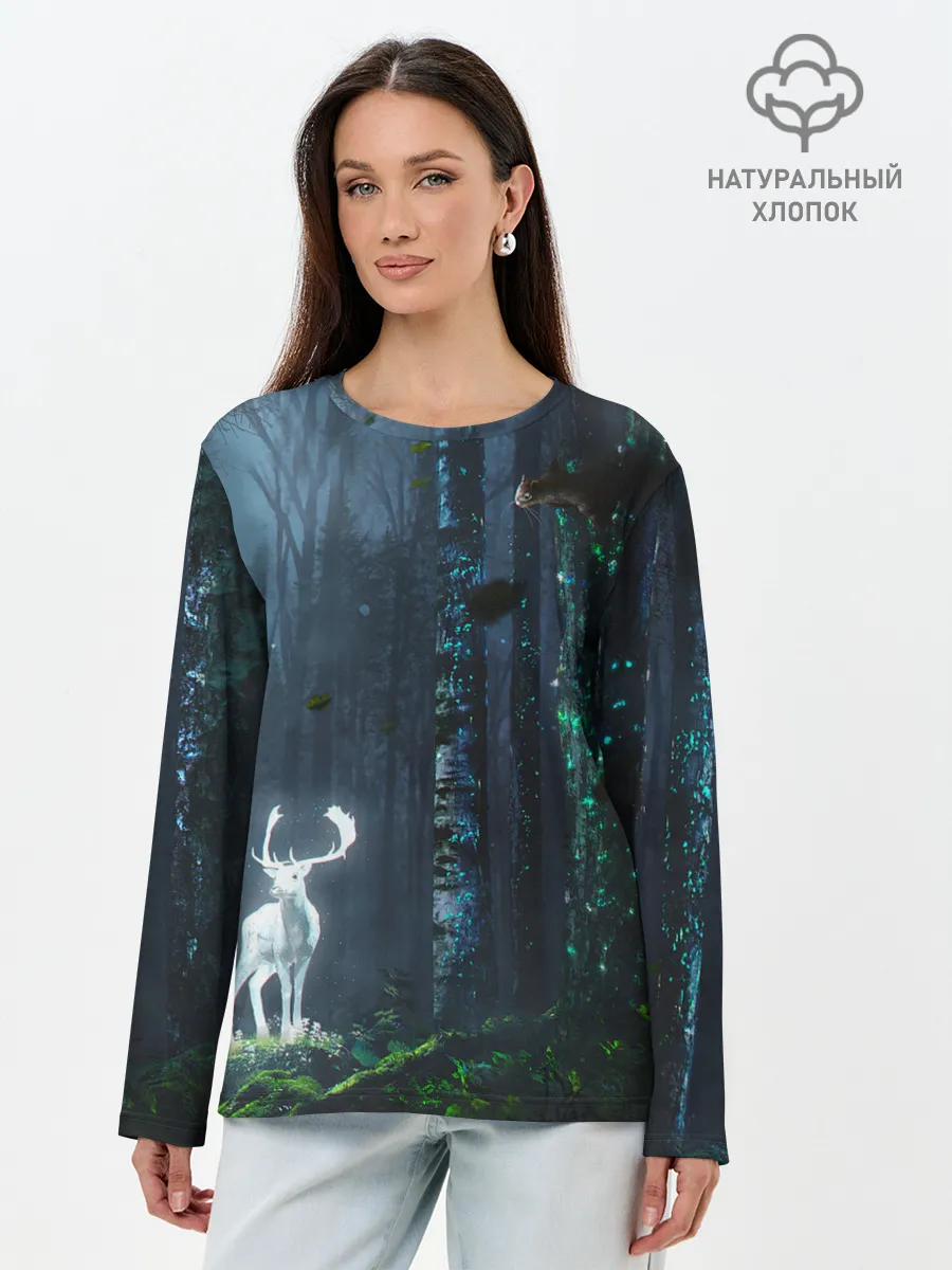 Лонгслив женский. Хлопок / Олень
