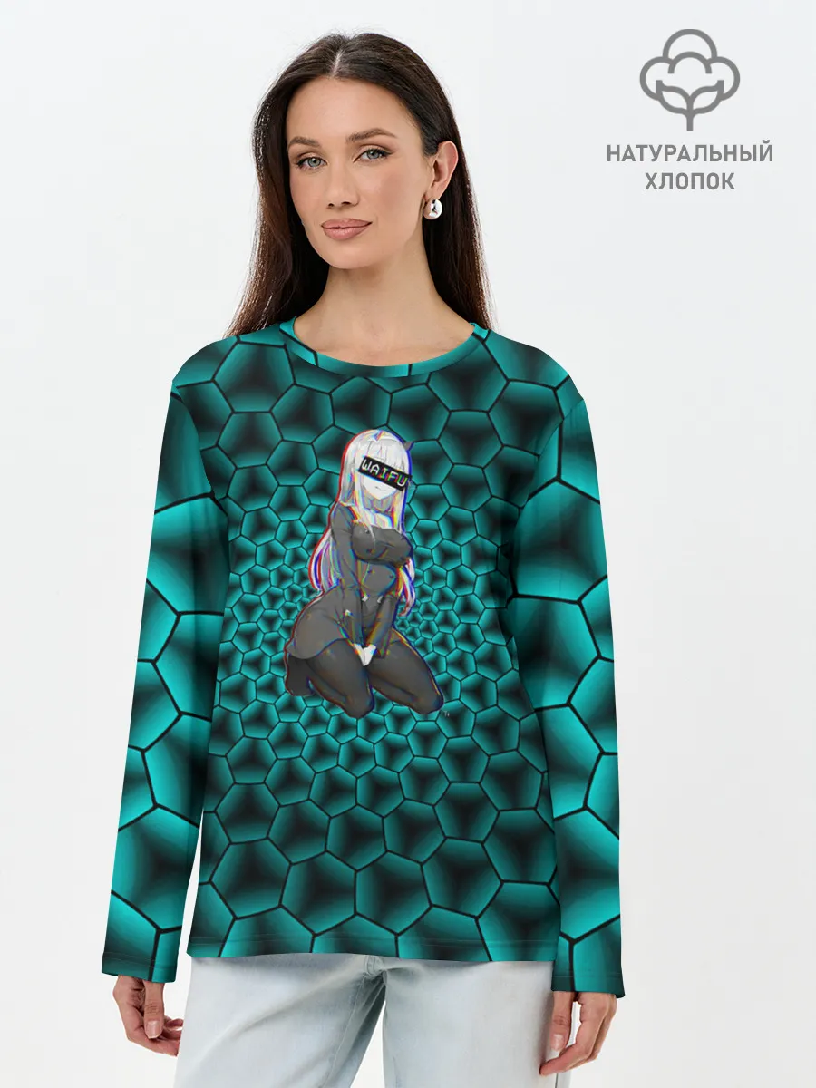 Лонгслив женский. Хлопок / Anime шестиугольники