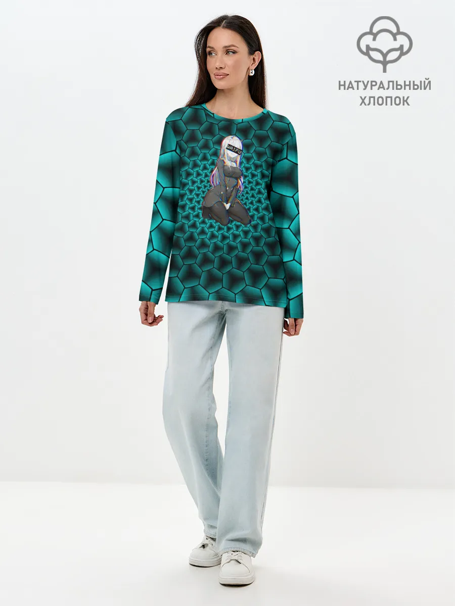 Лонгслив женский. Хлопок / Anime шестиугольники