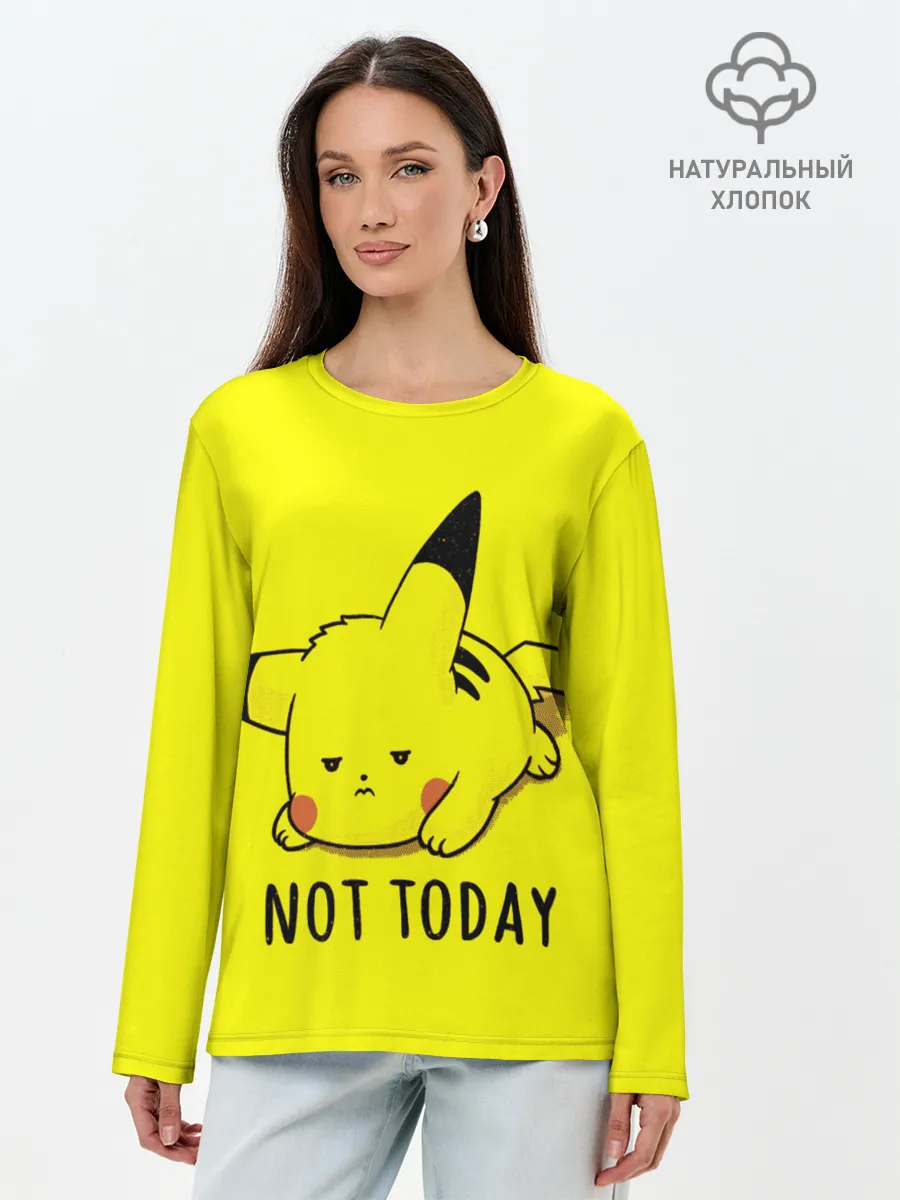 Лонгслив женский. Хлопок / Пикачу лень