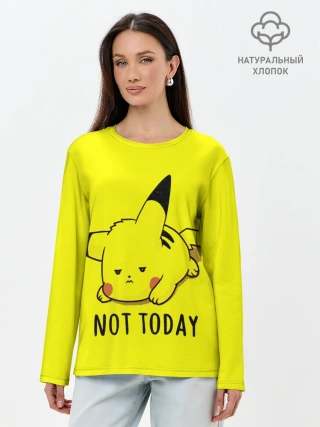 Лонгслив женский. Хлопок / Пикачу лень