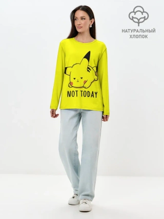 Лонгслив женский. Хлопок / Пикачу лень