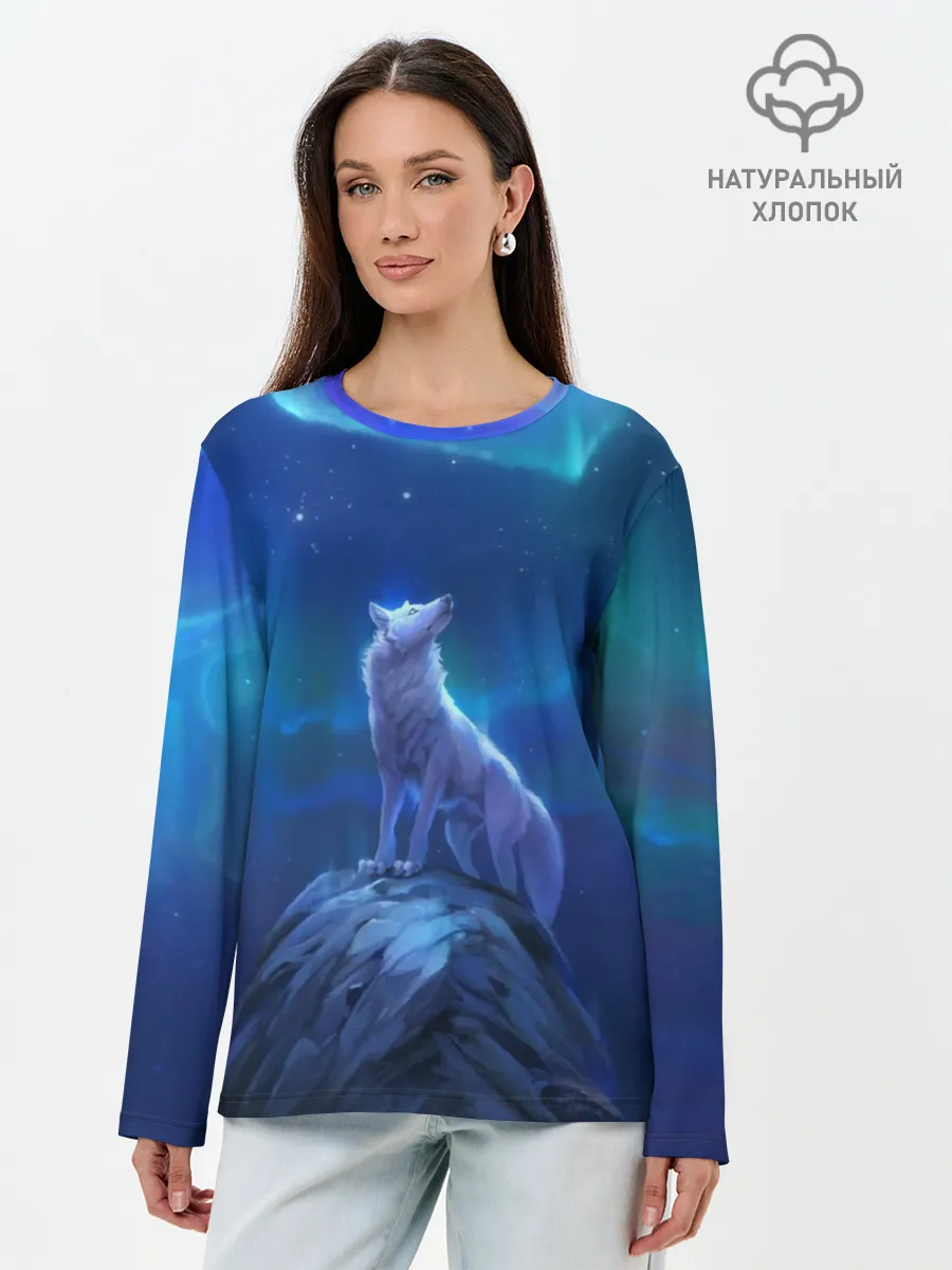 Лонгслив женский. Хлопок / Одинокий Волк