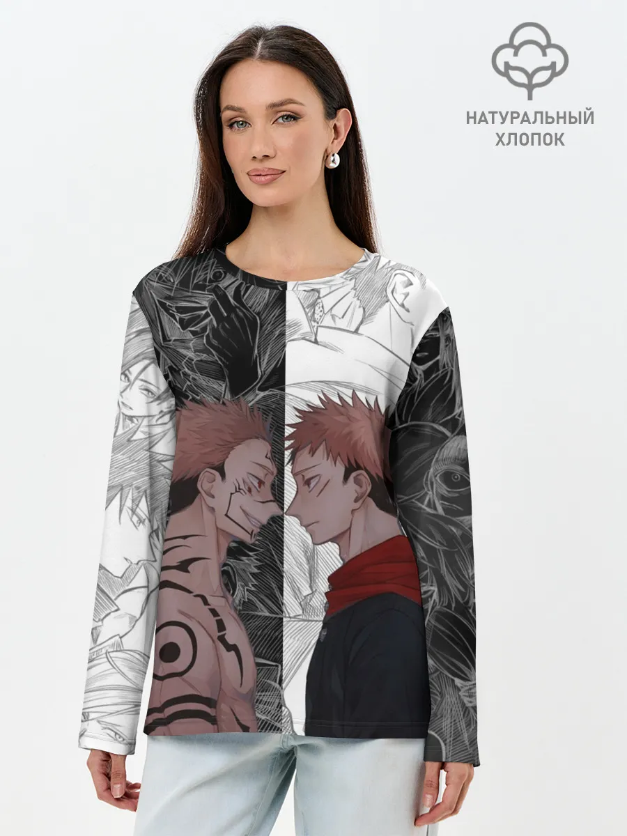 Лонгслив женский. Хлопок / Jujutsu Kaisen Сукуна х Юдзи