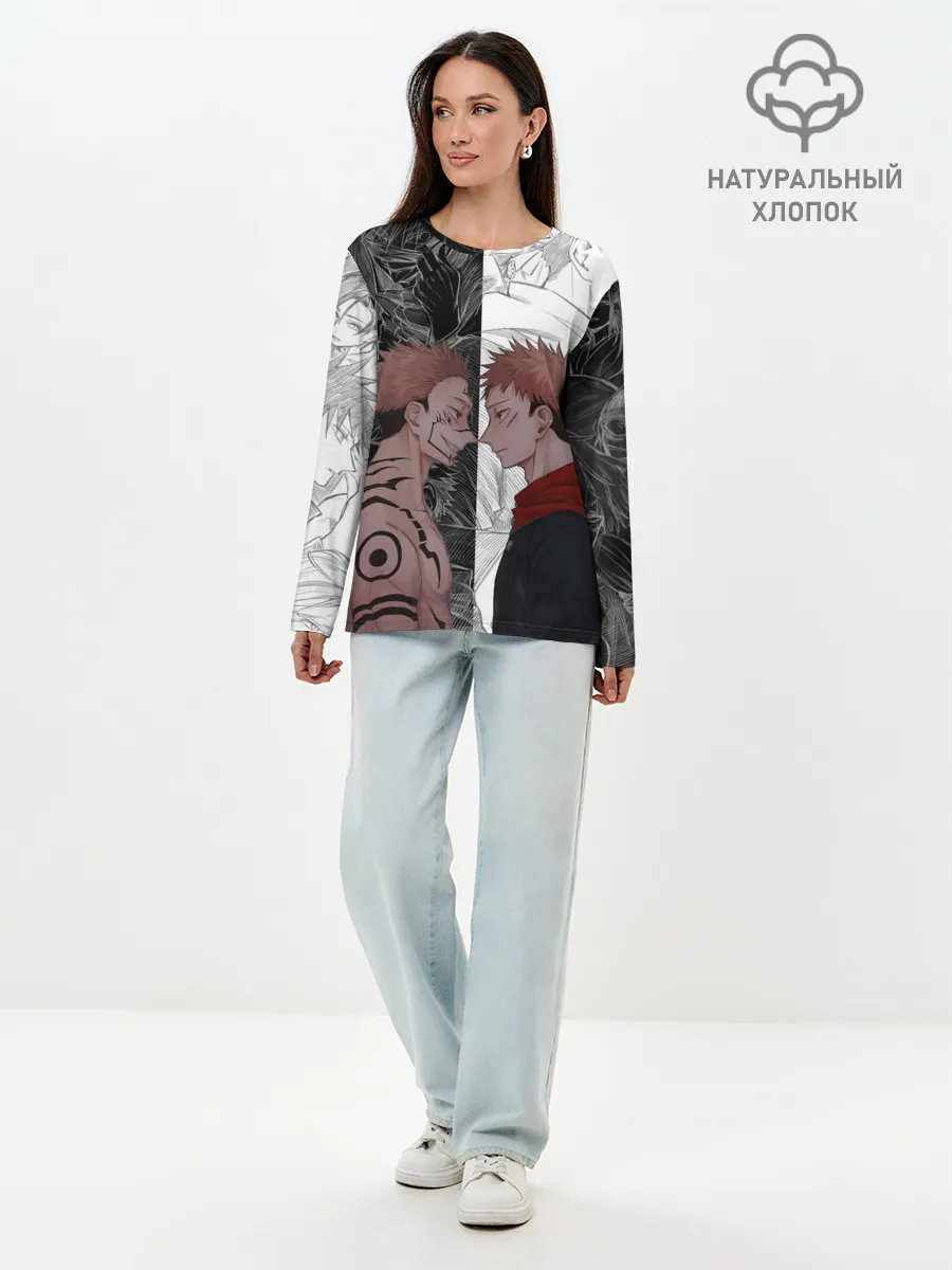 Лонгслив женский. Хлопок / Jujutsu Kaisen Сукуна х Юдзи