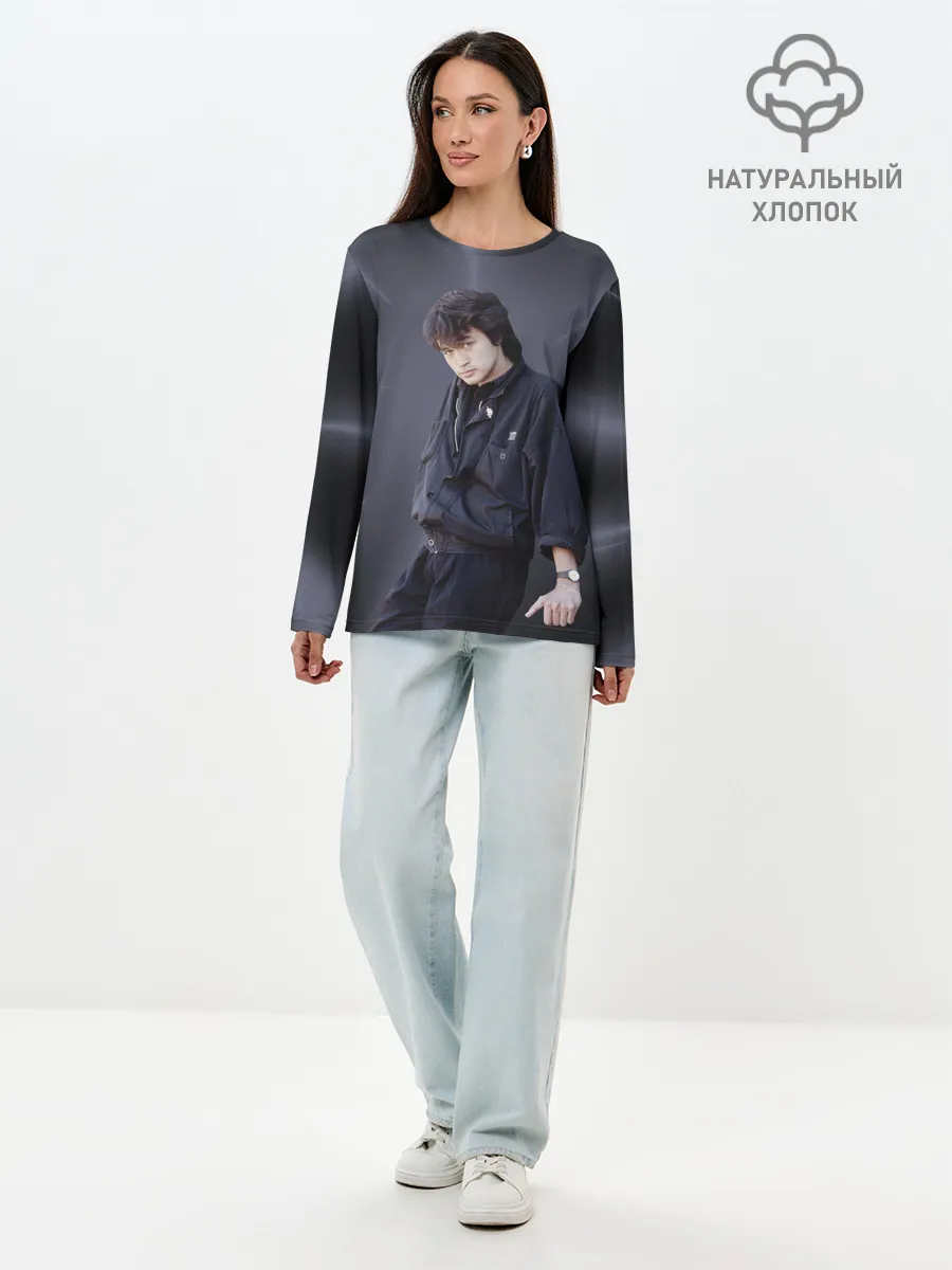 Лонгслив женский. Хлопок / Виктор Цой.