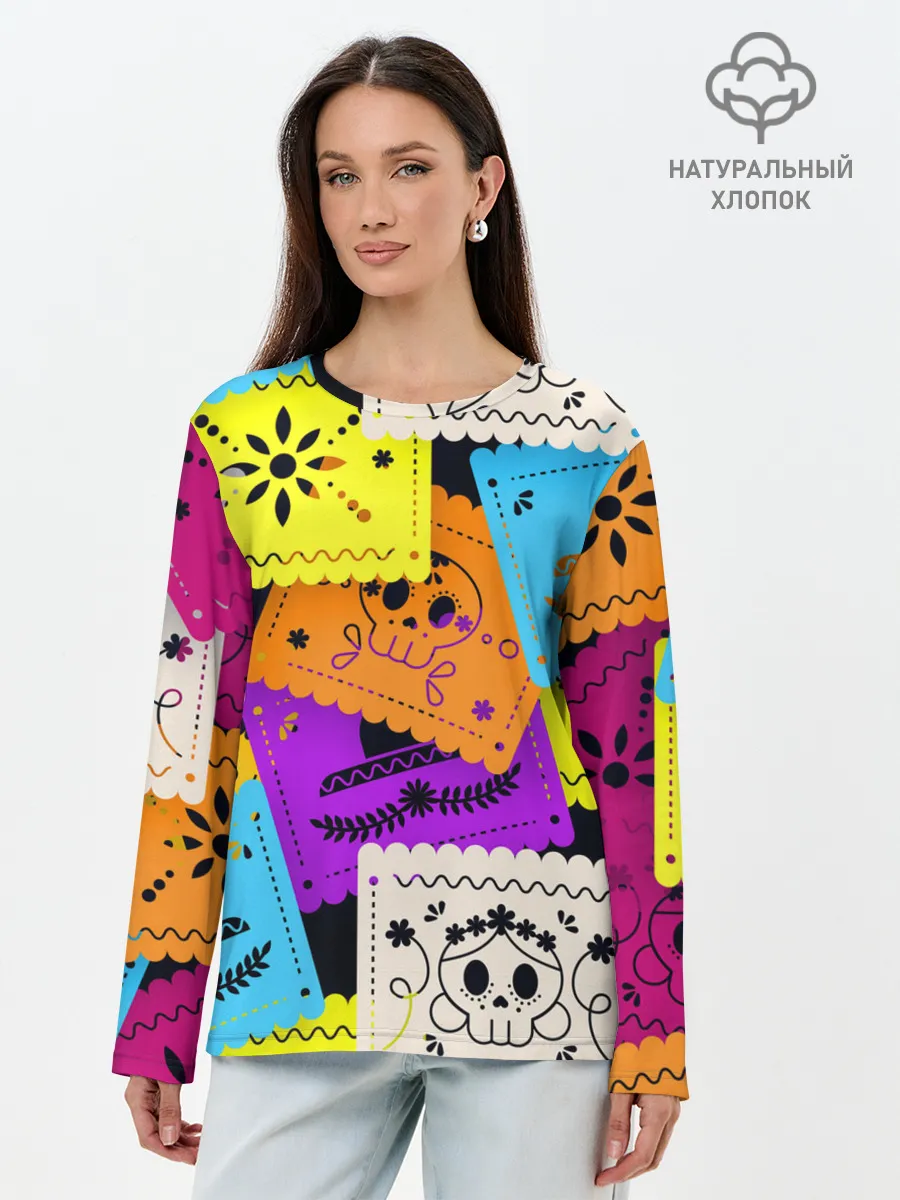Лонгслив женский. Хлопок / Color pattern