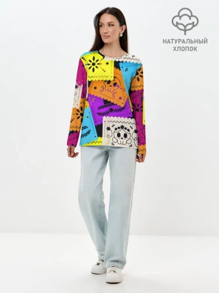Лонгслив женский. Хлопок / Color pattern