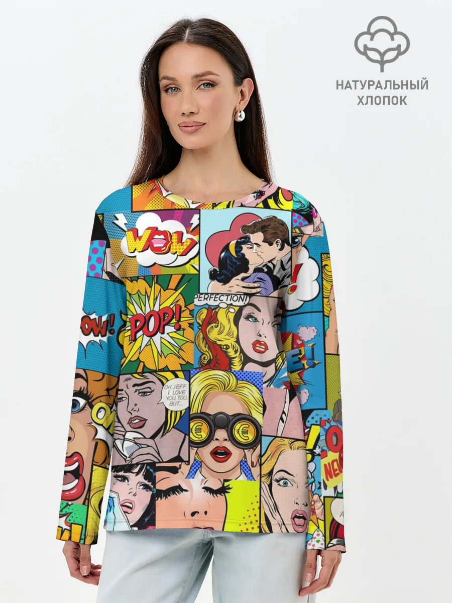 Лонгслив женский. Хлопок / Pop Art