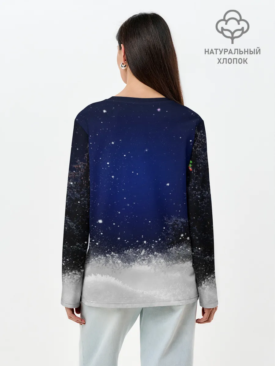 Лонгслив женский. Хлопок / Новогодний Кот