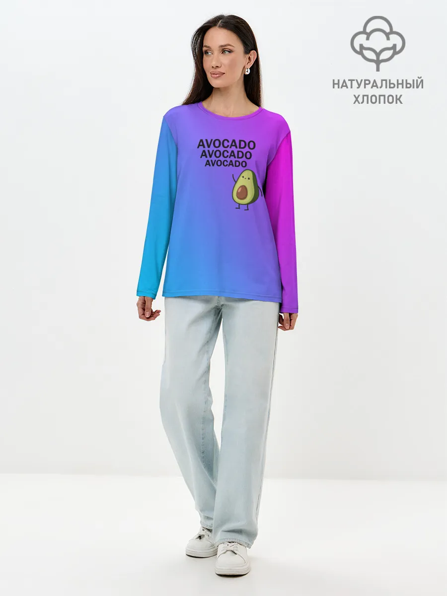 Лонгслив женский. Хлопок / Авокадо