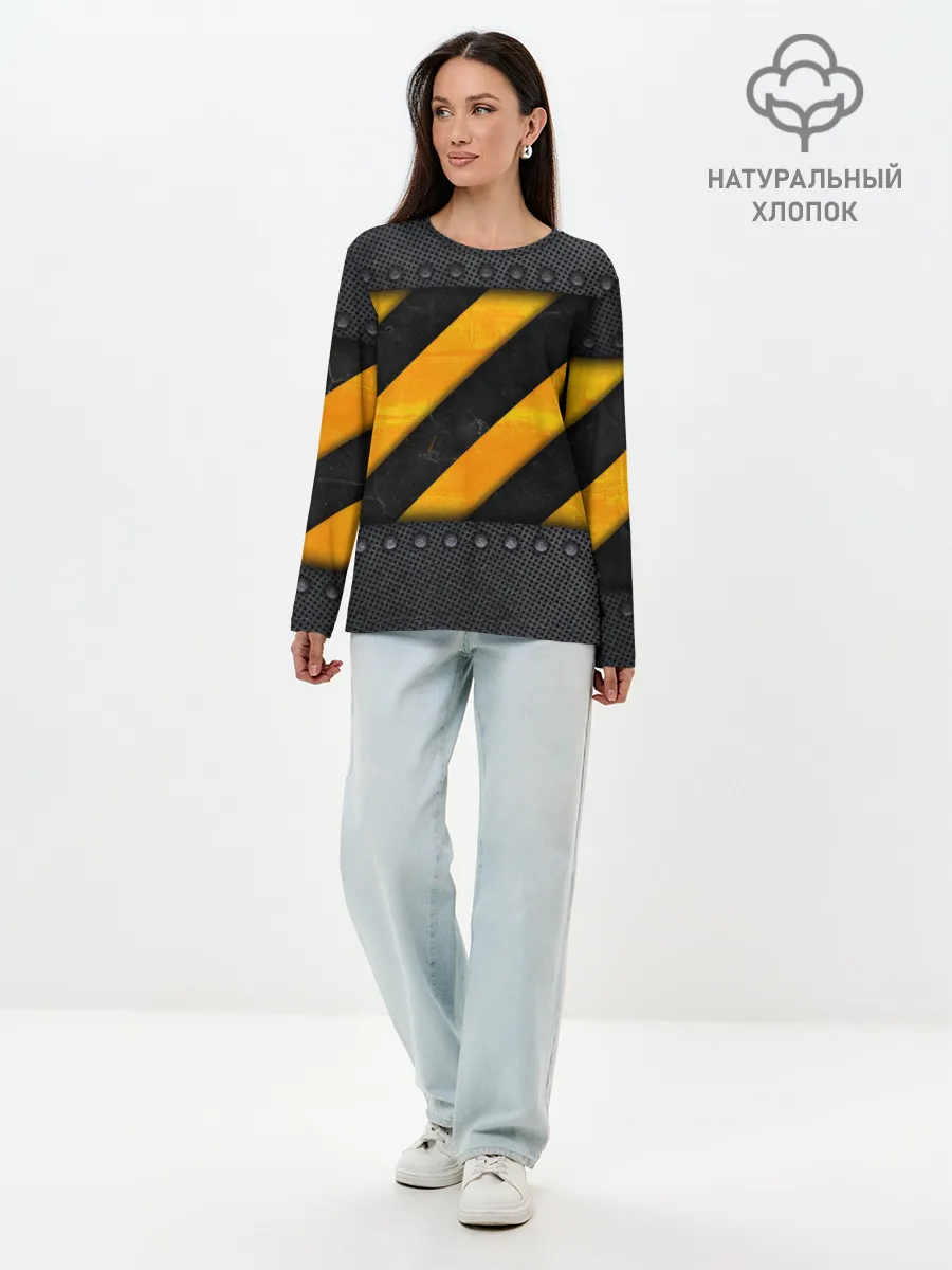 Лонгслив женский. Хлопок / Металлическая преграда