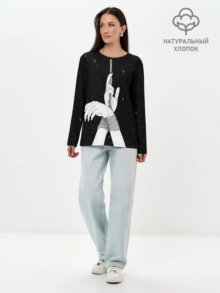 Лонгслив женский. Хлопок / Эстетика связанных рук