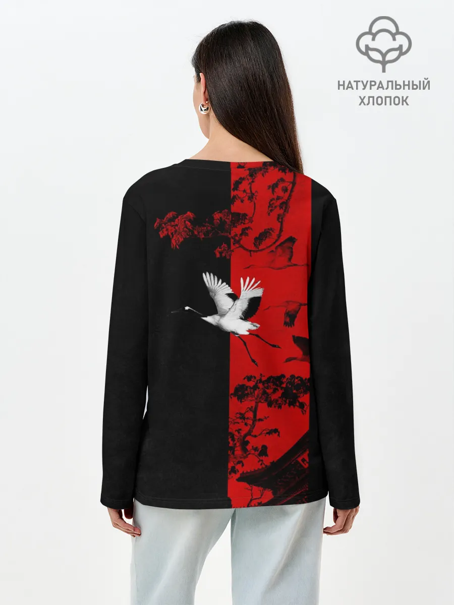 Лонгслив женский. Хлопок / ЖУРАВЛЬ