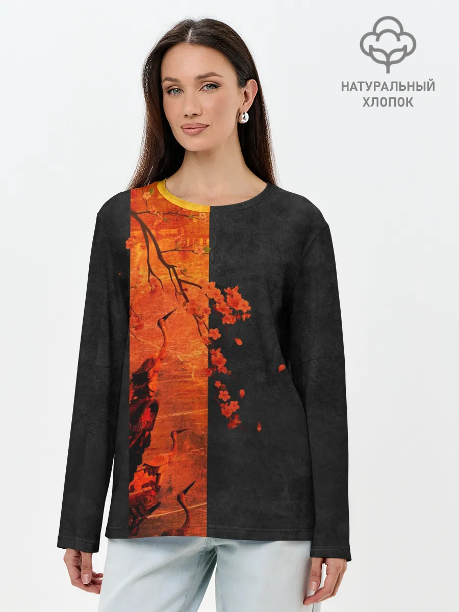 Лонгслив женский. Хлопок / ЦАПЛЯ