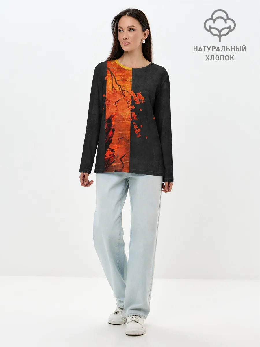 Лонгслив женский. Хлопок / ЦАПЛЯ