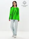 Лонгслив женский. Хлопок / Зеленый неон