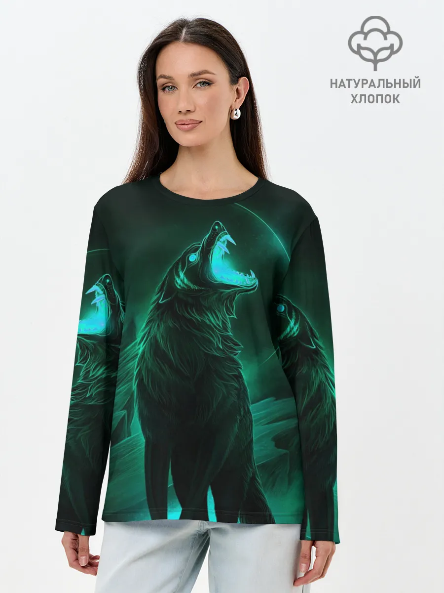 Лонгслив женский. Хлопок / Оборотень