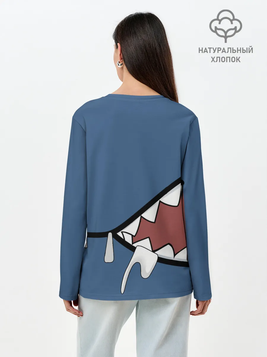 Лонгслив женский. Хлопок / Акула gawr gura