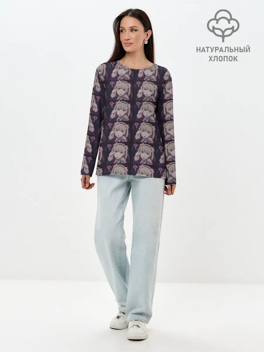 Лонгслив женский. Хлопок / Кирари Момобами Неко