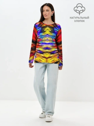 Лонгслив женский. Хлопок / Батик. Краски