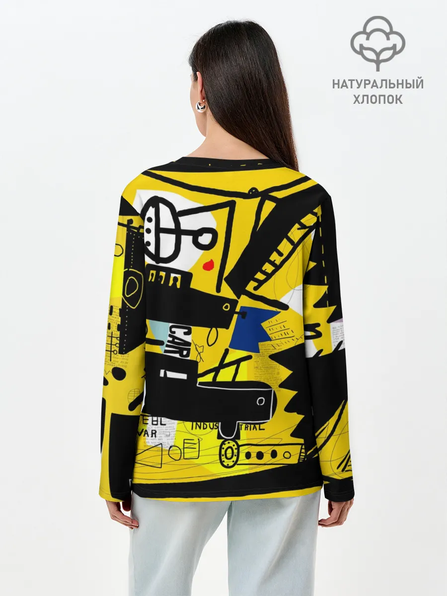 Лонгслив женский. Хлопок / абстракция
