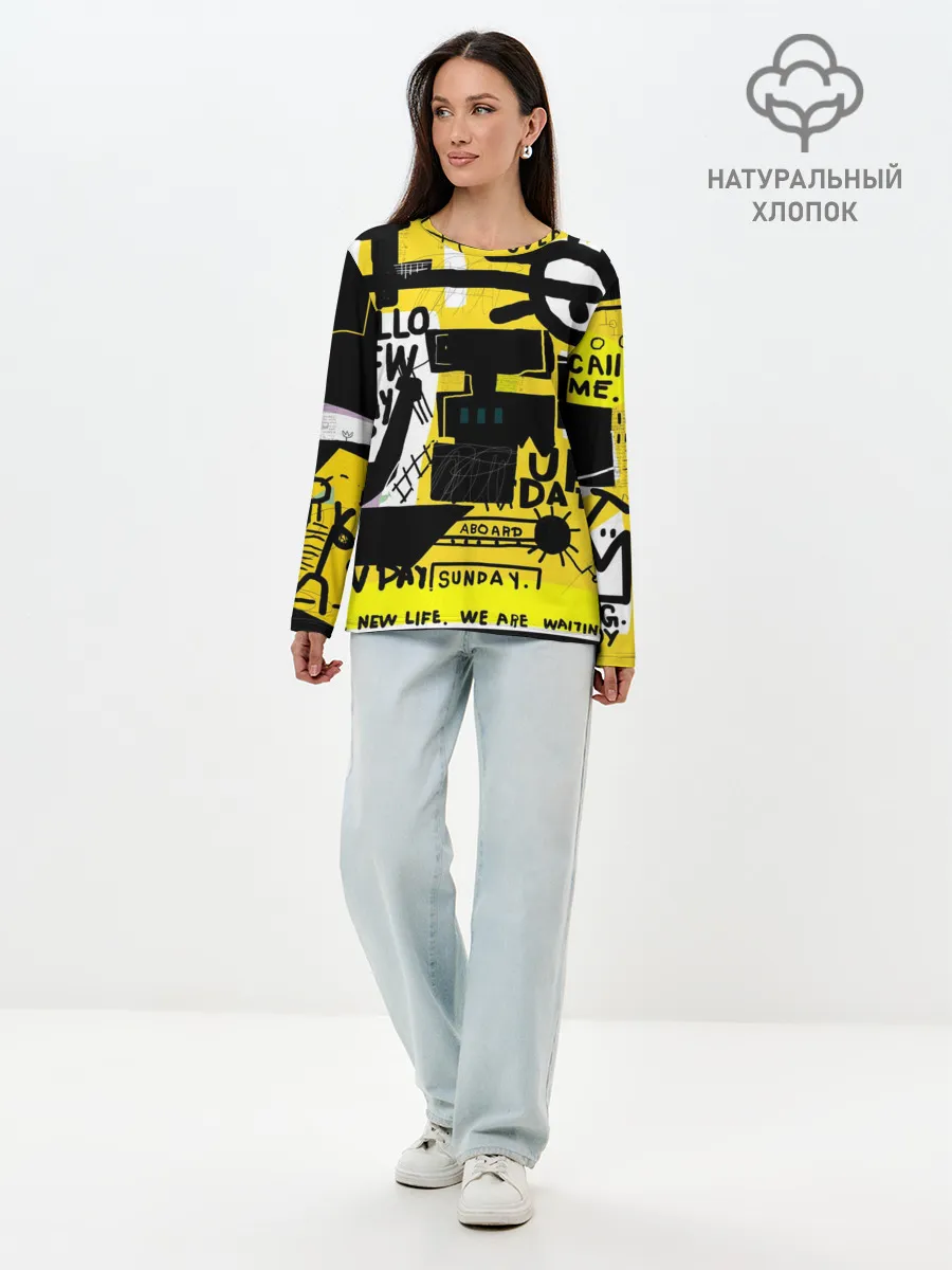 Лонгслив женский. Хлопок / абстракция