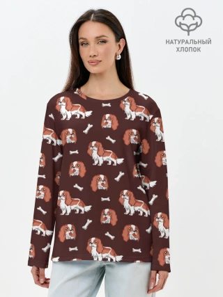 Лонгслив женский. Хлопок / Спаниели