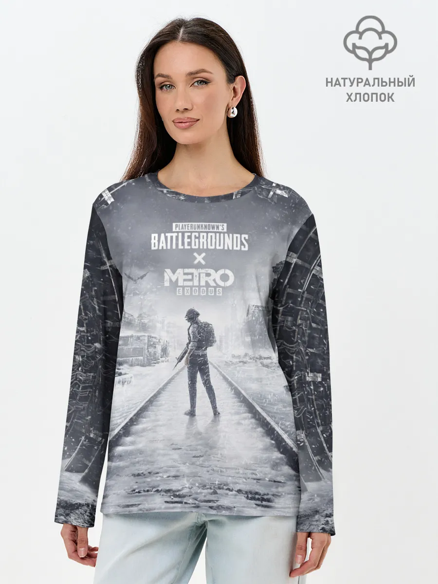 Лонгслив женский. Хлопок / PUBG x METRO Exodus