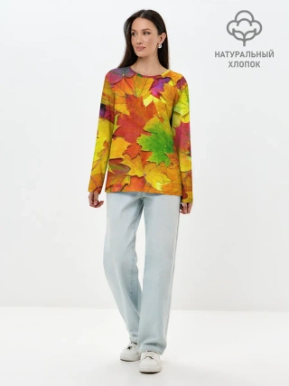 Лонгслив женский. Хлопок / Осенние листья