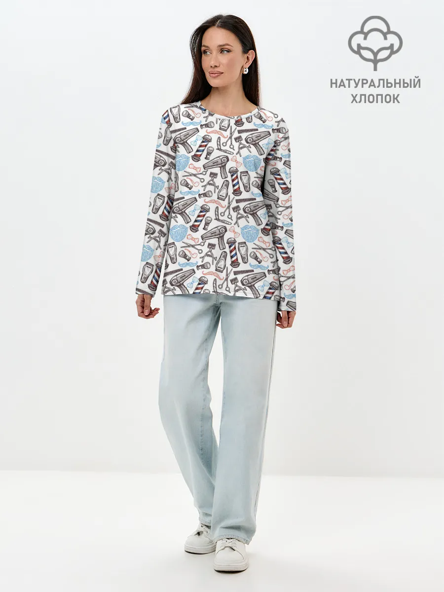 Лонгслив женский. Хлопок / Барбершоп