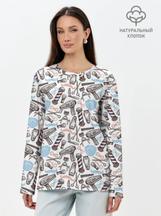 Лонгслив женский. Хлопок / Барбершоп