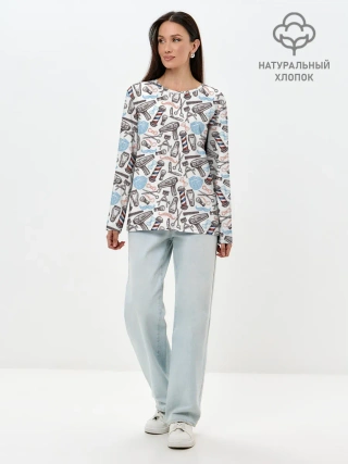 Лонгслив женский. Хлопок / Барбершоп