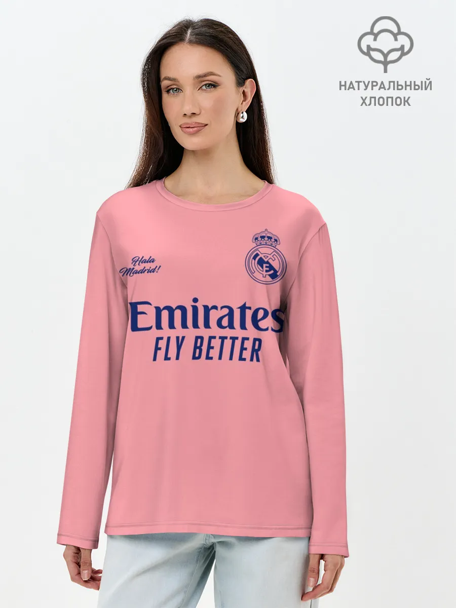 Лонгслив женский. Хлопок / REAL MADRID, выездная 20/21