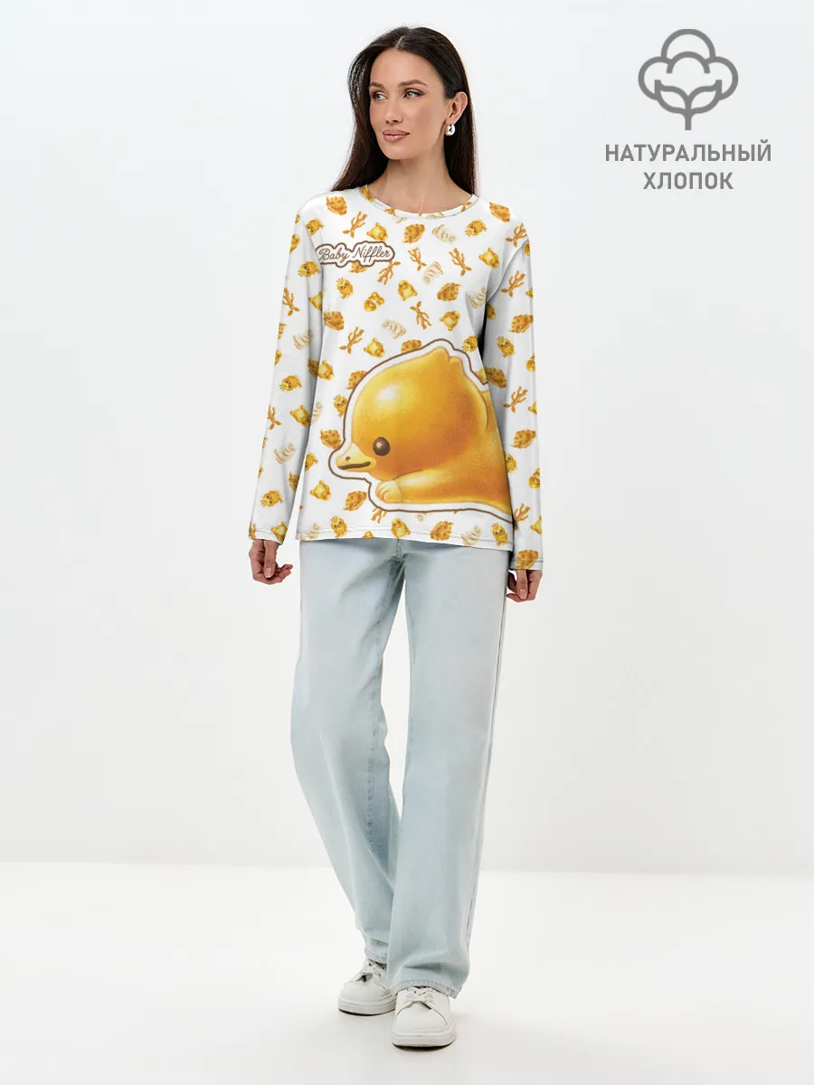 Лонгслив женский. Хлопок / Baby Niffler Sticker