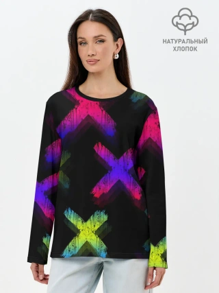 Лонгслив женский. Хлопок / Крестики