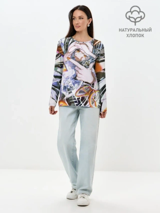 Лонгслив женский. Хлопок / Anime girl art