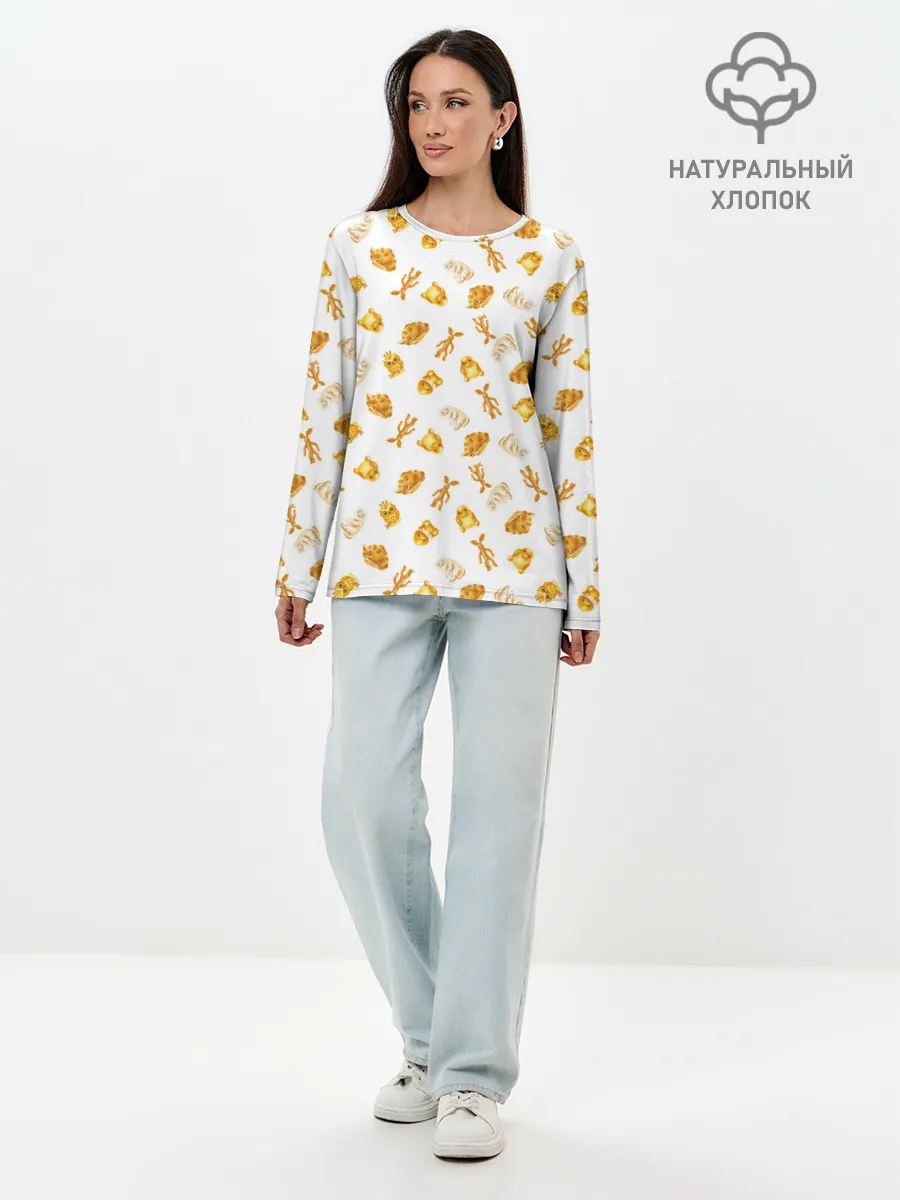 Лонгслив женский. Хлопок / Baked Goods Kowalski Pattern
