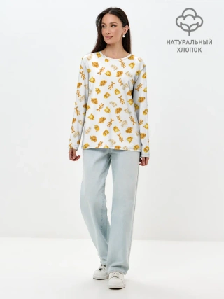 Лонгслив женский. Хлопок / Baked Goods Kowalski Pattern