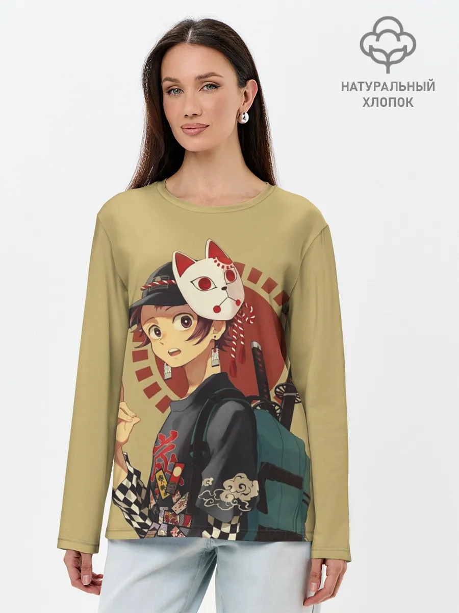Лонгслив женский. Хлопок / Tanjiro Kamado
