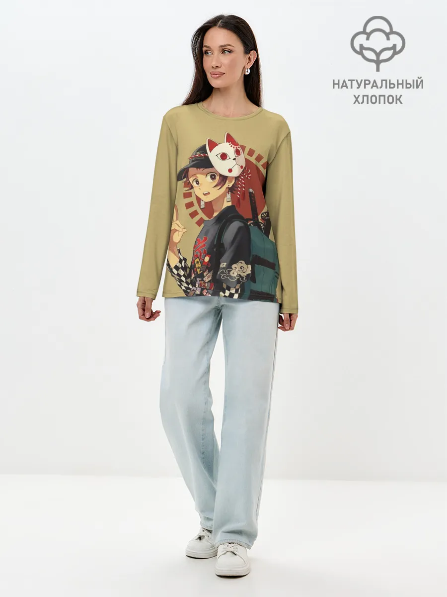 Лонгслив женский. Хлопок / Tanjiro Kamado