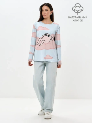 Лонгслив женский. Хлопок / мем