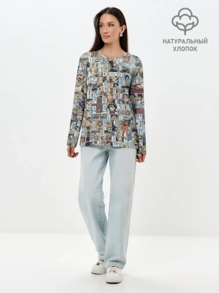 Лонгслив женский. Хлопок / MANGA PATTERN