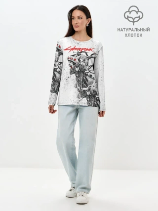 Лонгслив женский. Хлопок / CYBERPUNK 2077