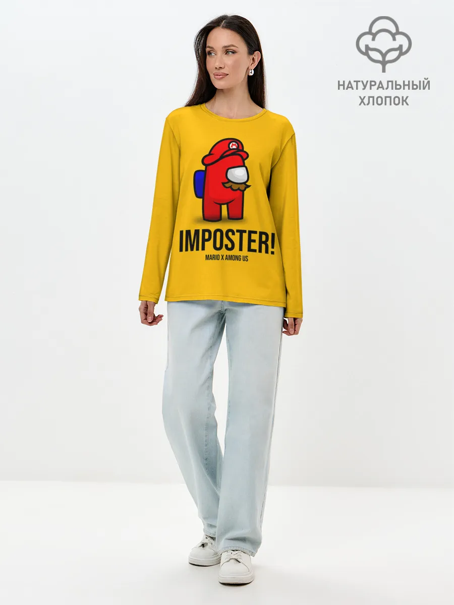 Лонгслив женский. Хлопок / IMPOSTER! Mario X Among Us