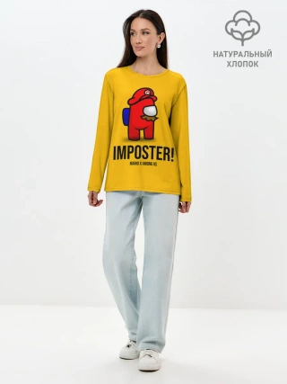 Лонгслив женский. Хлопок / IMPOSTER! Mario X Among Us