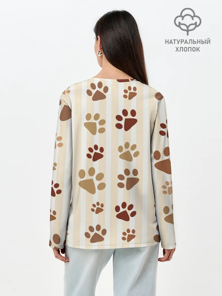 Лонгслив женский. Хлопок / Лапки