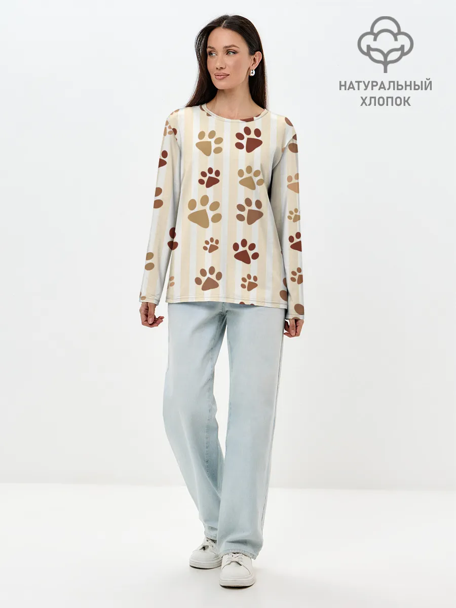 Лонгслив женский. Хлопок / Лапки