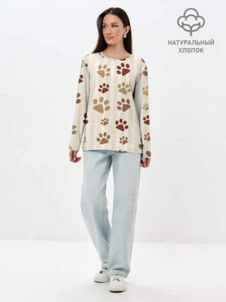 Лонгслив женский. Хлопок / Лапки